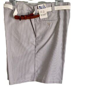 Sun Casuals Mens Gray White Striped Shorts with Belt Size 40 NEW in Tags